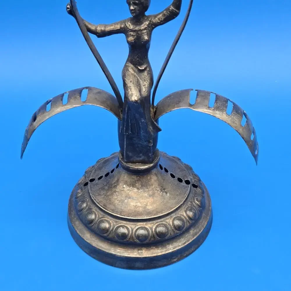 Antique Swedish Art Nouveau Nickel Silver Fruit Knife Holder Fruktknivshållare